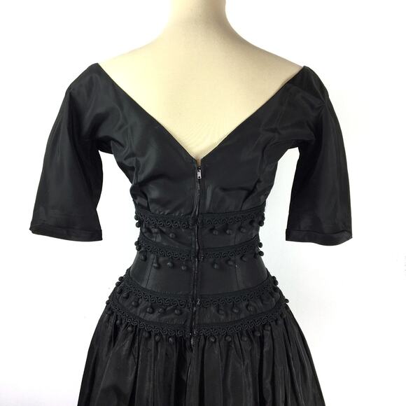 Vintage Suzy Perette black tafetta party dress fit and flare size XS/S - Picture 5 of 10